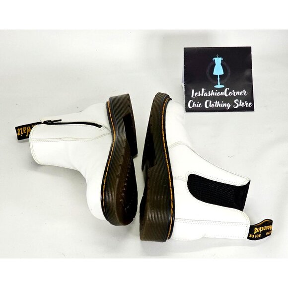 Dr. Martens Big Kid's White Leather Chelsea Boots Size 4 J 117 - Picture 15 of 16
